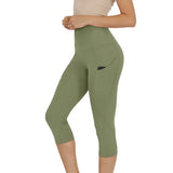 Women's Yoga Pants Large Size Seven Cents Trousers Pocket Solid Color High Waist Fitness Exercise