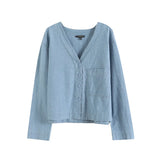 New French Short Version V-Collar Shirt A-Shaped Skirt Pull-Rope Straight