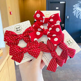 New Girls Red Butterfly Knot Hair Rope Love Wave Spot Hair Circle Girl Double Horsetail Head Rope Fashion Hair