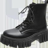 Zingj Laced Martin Boots 2024 Autumn And Winter New Korean Leather Boots Comfortable Soft Soles For Women's Middle