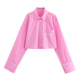 New Rolled-Edged Poplin Shirt Rolling-Edged Pajamas Style Pants