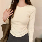 And Winter Square Collar Irregular Slim Bottomed Shirt Women Wear Spicy Girls Short Style Thin Waist Long Sleeved T-Shirt