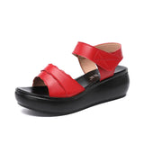 Heel Sandals Women's Muffin Thick Soles Summer 2023 New Velcro Full-Size Open-Toed Sandals With Soft