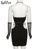 Sexy Backless Strap Simple Solid Color Hot Charm Glamour Slim Casual Elastic Senior Women's Dress Short Sleeve