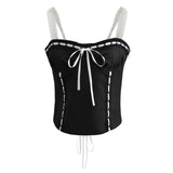 New Color Lace-Up Trim Short Halter