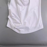 Spring Pleated Asymmetrical Cotton T-Shirt