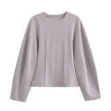 Sports Solid Suit 2025 Spring Double-Sided Cloth Collar Collar Jersey Elastic High-Waisted Trousers