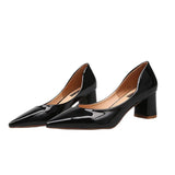 Zingj High Heels, Single Shoes, Korean Version Women's Shoes, Nude Pointed Heels, Thick Heels, Spring And Autumn Shoes, Lacquered Leather Work