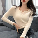 Zingj Women's Autumn And Winter Knitted Sweater With 2023 New High-End V Tie Bottom Slim White Long-Sleeved