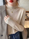 Zingj Version Of The New Autumn And Winter High Elastic Soft Waxy Bottom Shirt Women's Half Turtleneck Sweater Roll Edge Cover With A Thin