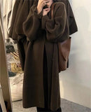 Zingj Version Loose Add Thick Double-Sided Cardigan Coat Female Autumn Winter New Large Size Languid Lazy Wind Sweater Coat