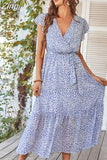 Women's Dresses Pink Dress Women Outfits Elegant Puff Sleeve Floral Dress Sexy V Neck Summer Dress Women