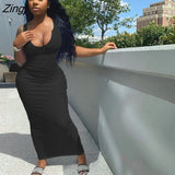 Women Close-fitting Sexy Ribbed Summer Sundress Solid Color Sleeveless Bodycon Long Dress