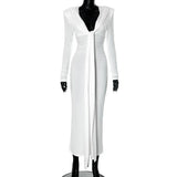 Pleated Tassel Long Sleeve Maxi Dress- Outfit