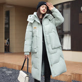 Cotton Dress Korean Version Loose 2024 Winter New Over The Knee Long Thick Warm Padded Coat Temperament Cotton-Padded Jacket Tide-Outfit