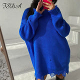 O Neck 2021 Green Sweater Dress Women Knitted Long Sleeve Autumn Winter Y2K Oversized Mini Elegant Dresses Party