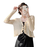 Knitted Cardigan Women's Thin Suspender Skirt With Air-Conditioning Blouse Summer Shawl Ice Silk Small Shoulder Fairy Gas