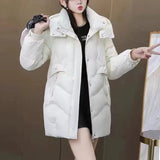 High-End Temperament Hooded Long Down Cotton-Padded Jacket Female 2024 Winter New Slim Show Cotton-Padded Jacket Versatile Coat-Outfit