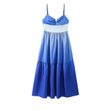 New Spring Style Gradually Changing Color Splicing Waist Shows Thin Sling
