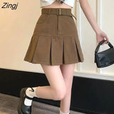 Skirts Women Pleated Streetwear Design Solid Preppy Sweet Girls Lovely Summer High Waist Females Mini Mujer Fashion