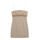 Spring Style With Belt Splicing Short Dress
