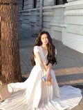 Summer Solid Pleats Long Dresses French Elegant V Neck Holiday Party Vestidos Women High Waist Wedding Robe Ladies