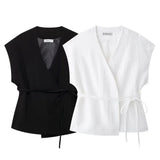 Summer Blended Vest 8056586 Pleated Pants