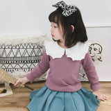 Spring Autumn New Girls Shirts Kid's T-shirt Lapel Lace Casual Fashion White Doll Collar Shirt Children's