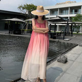 Zingj Dress Seaside Pink Sling Chiffon Dress Super Fairy Big