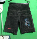 Y2k Denim Shorts Street Hip-Hop Retro Graphics Black Loose Gothic