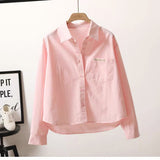 Shirt Women 2025 Spring And Autumn Fashion Embroidered Letter Pocket Loose Casual Shirt Women Casual