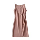 New Spring Style One-Word Pleated Solid-Color Dress Sexy Sling Hip