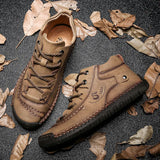 Zingj New Velvet Men's Shoes, High-Top Outdoor Men's Casual Shoes, Large Size Fine Belt Leather Shoes, Handmade Father