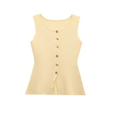 Women's Clothing 2025 Autumn New Golden Buckle Repair Knitted Vest Vest