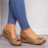 Sales 2023 New Fish Mouth Women's Sandals Clasp Slope Heel Women's Shoes Large Size Women's