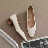 Zingj Spring And Summer New Style Small Heels Simple Ladylike Soft Leather Non-Sharpening Tiptoe Single Shoes Short