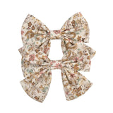 Lovely Baby Girls Print Flower Bohemian Style Bow BB Hair Clips Headwear Children Cute Cotton Hairpins Hair