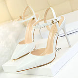 Zingj Simple Thin Heel Ultra High Heel Shallow Pointed Patent Leather Sexy Nightclub Show Thin A Word With Female