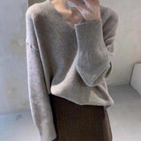 Zingj Lazy Wind V-Neck Sweater Women Look Loose And Thin, Wearing Knitted Bottomed Sweaters