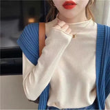 Zingj Version Of The New Autumn And Winter High Elastic Soft Waxy Bottom Shirt Women's Half Turtleneck Sweater Roll Edge Cover With A Thin