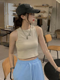 Top Women Solid Basic T-shirts Vest Seamless Streetwear Rib-Knit Sleeveless Casual Tank Tops Female Traf Y2k