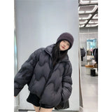 Jiangnan Home Wave Down Jacket Female Short Money Standing Collar Add Thick Cloud Puff 90 White Duck Velvet Winter New Coat Tide-Outfit