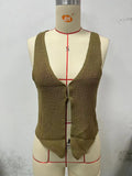 Zingj Round Collar Sexy Vest Women's Summer New Style Sleeveless Hot Girls Knit Top Cardigan-Outfit