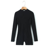 Spring Style Knitted Slim Zipper Long-Sleeved Solid Color