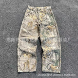 Sales 2024 Summer New Retro Leisure Twigs Camouflage Trousers Wash To Make Old Work