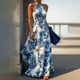 New Female Temperament Elegant Sexy Print Long Dress Dress Dress