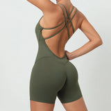 Zingj Honey Peach Hip Without Embarrassment Line Yoga Fitness Jumpsuit Show Back Up Hip Sports Jumpsuit Dancing Woman-Outfit