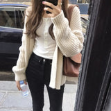 2023 New Korean Version Half-Open-Collar Careful Machine Blouse Threaded Solid Color Long-Sleeved