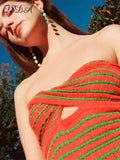 Strapless Knitted Crop Top Women Hollow Out Sleeveless Summer Autumn Backless Y2k Tank Tops 90s Vintage