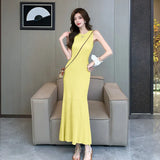 Zingj Shot Retro Hollowed-Out Knitted Dress Female Summer Gentle Wind Design Temperament Slim And Skinny Hip-Covered
